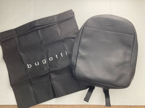 Bugatti black leather backpack - black,